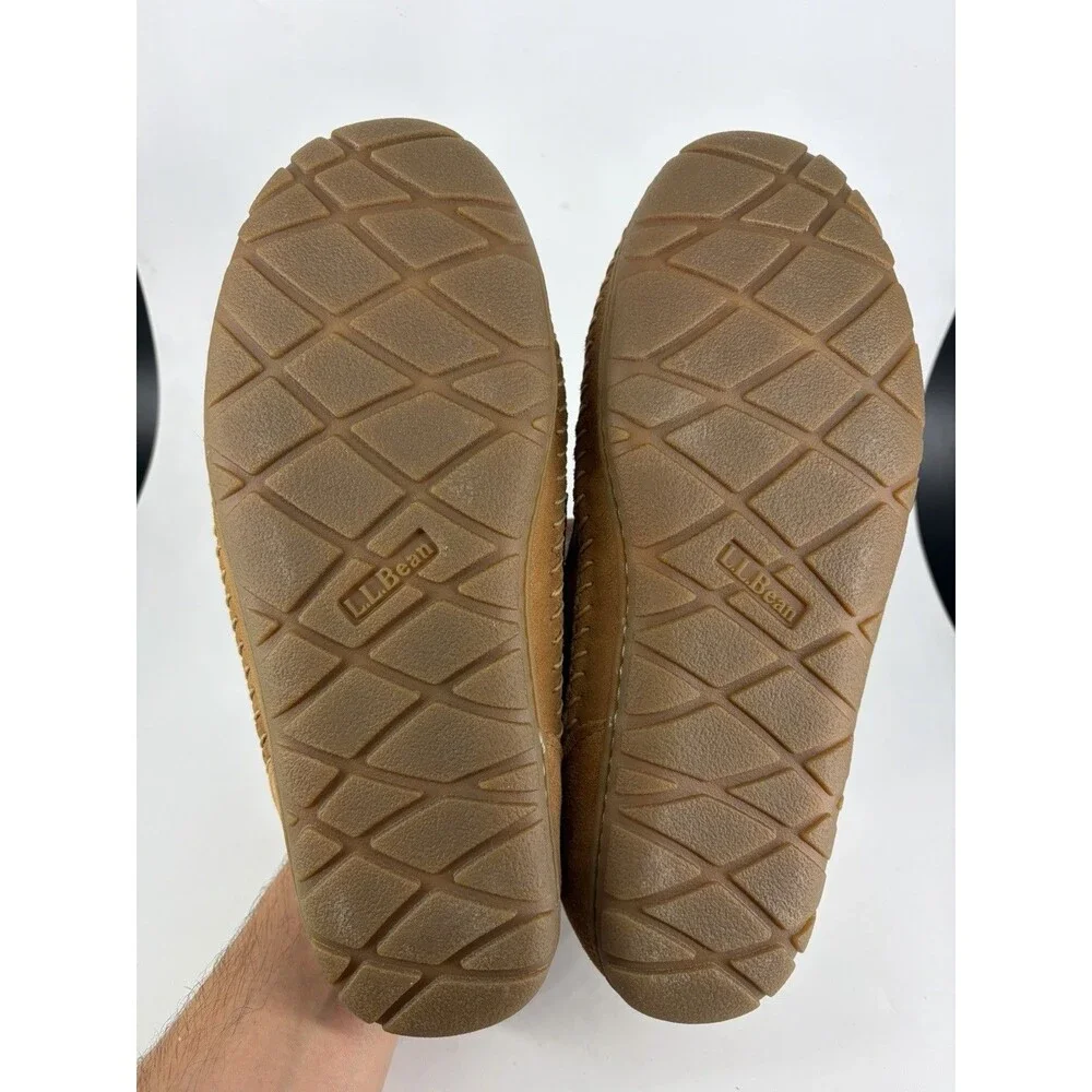 LL Bean Lodge Men's 9 Brown Suede Wicked Good Slipper Chukka Boots Shearling